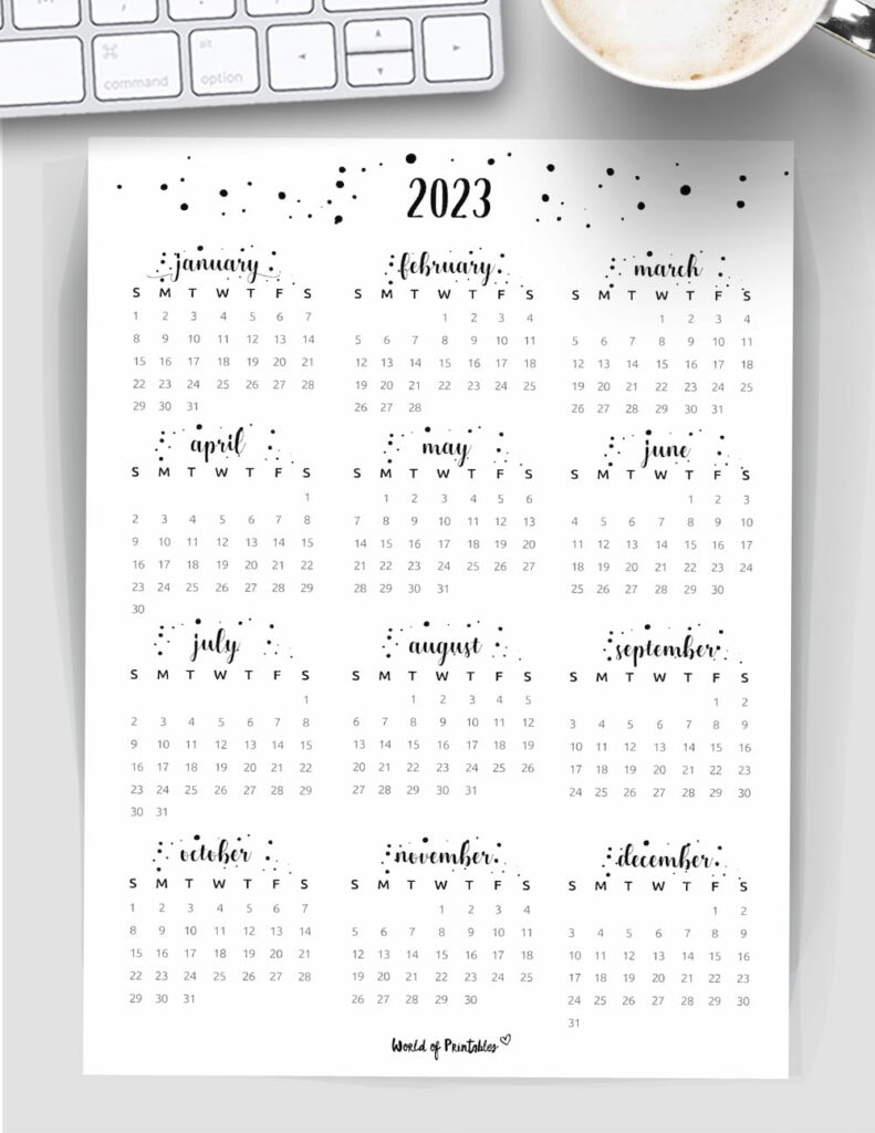 cursive 2023 year calendar