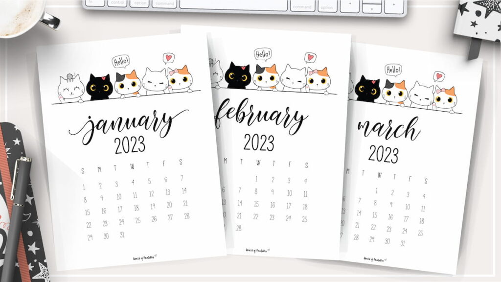 cute cat calendar for 2023