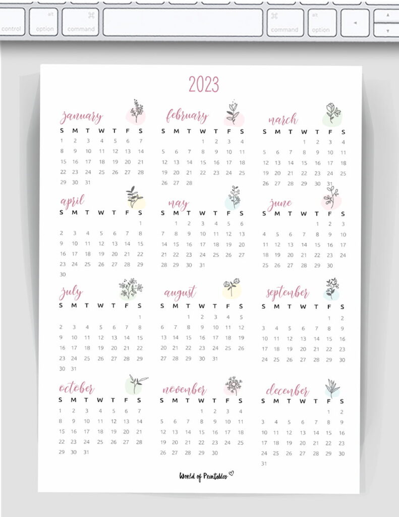 cute floral 2023 year calendar