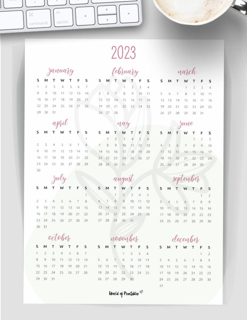 floral style 2023 year calendar