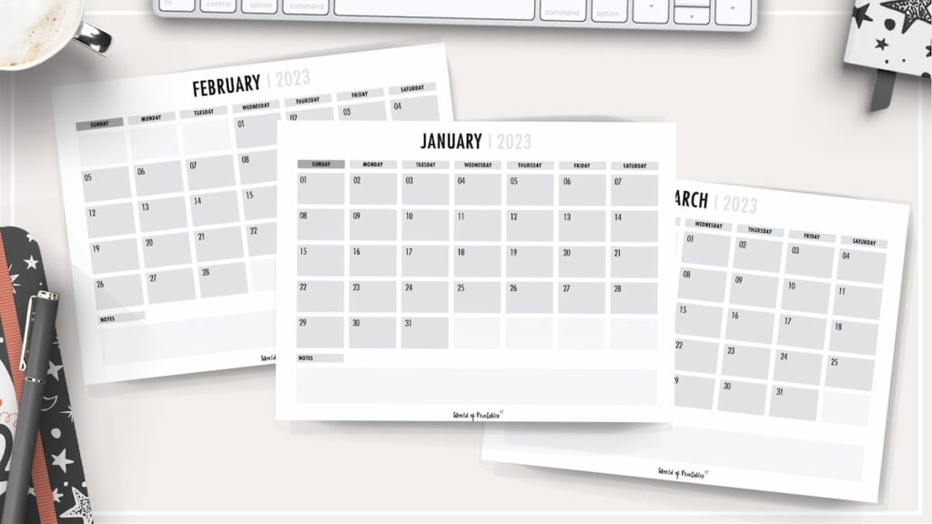 free monthly calendar 2023