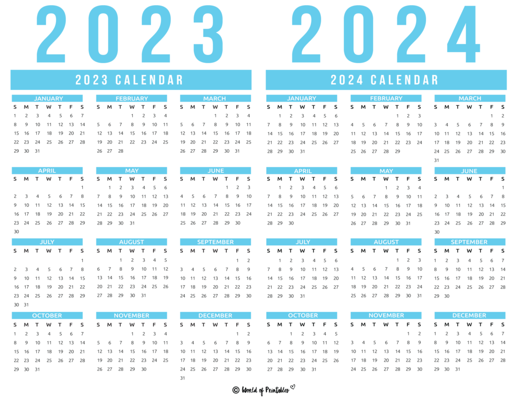 2023 2024 Calendar blue