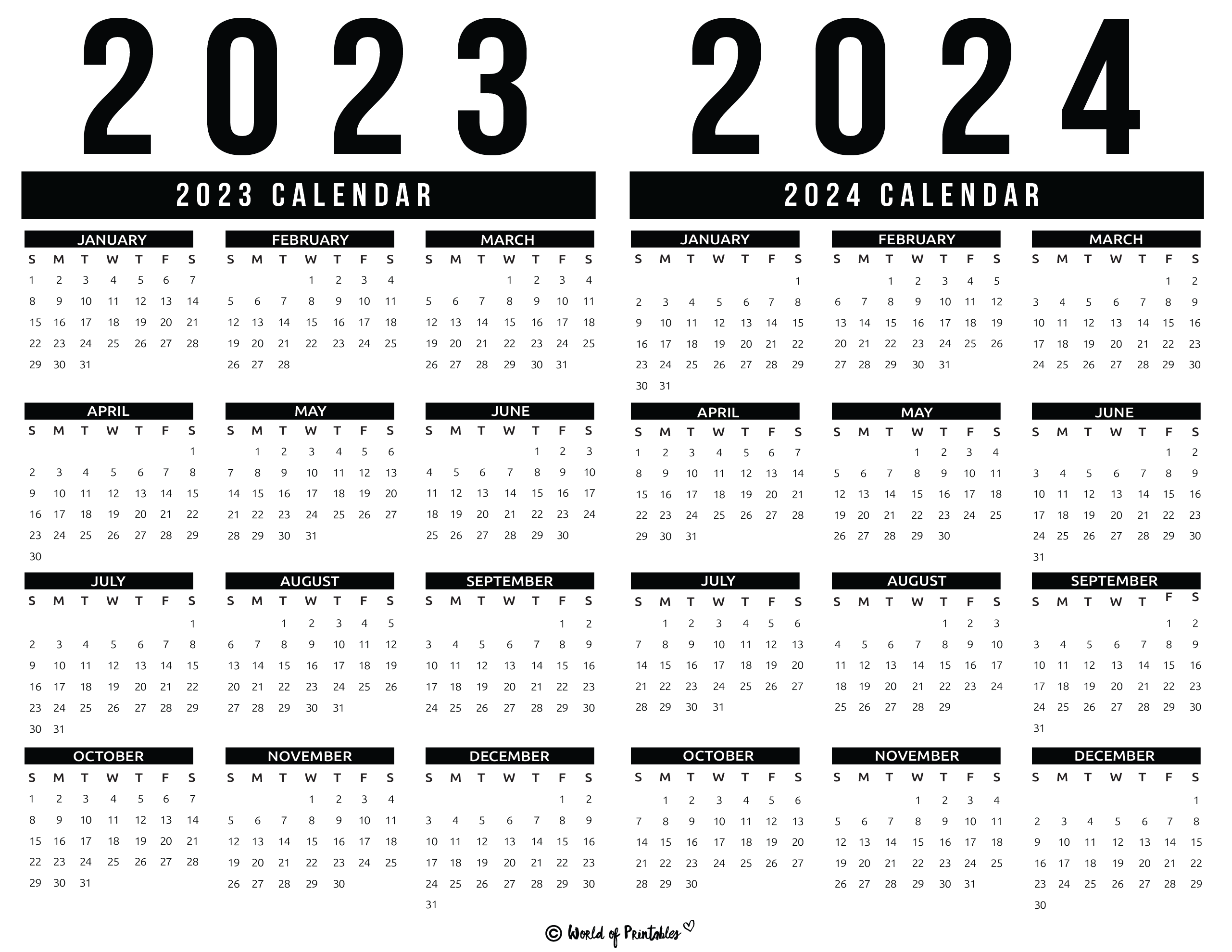 2023 2024 Calendar Free Printables World of Printables