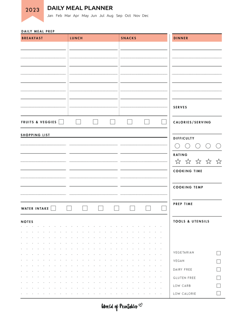 2023 Daily Meal Planner
