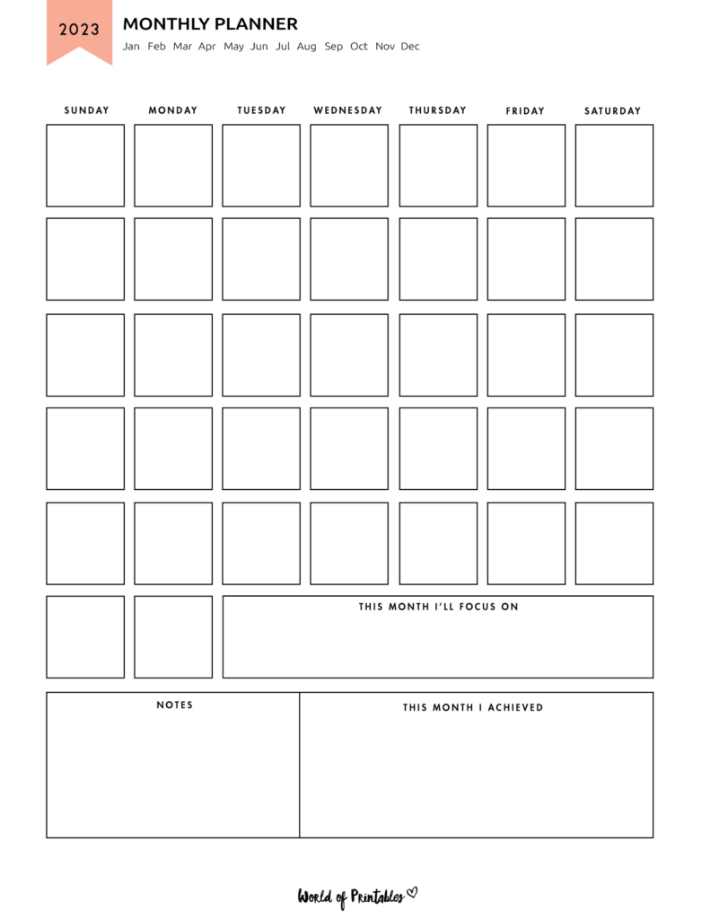2023 Month Planner