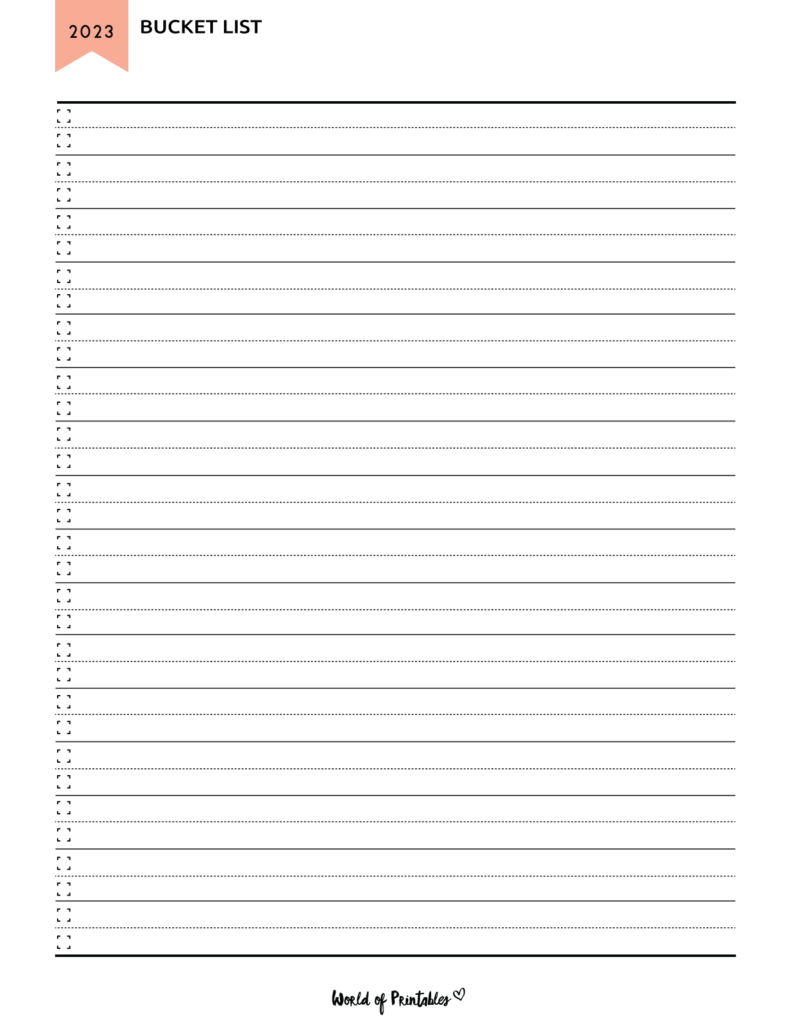2023 Planner Bucket List