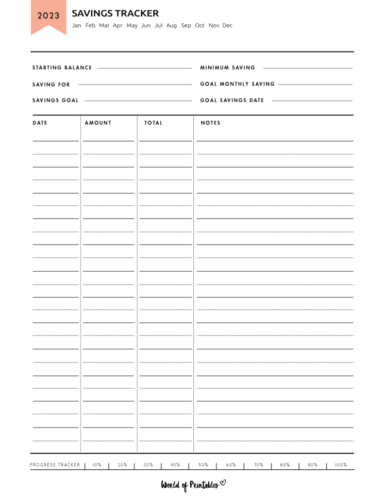 2023 Planner Savings Tracker