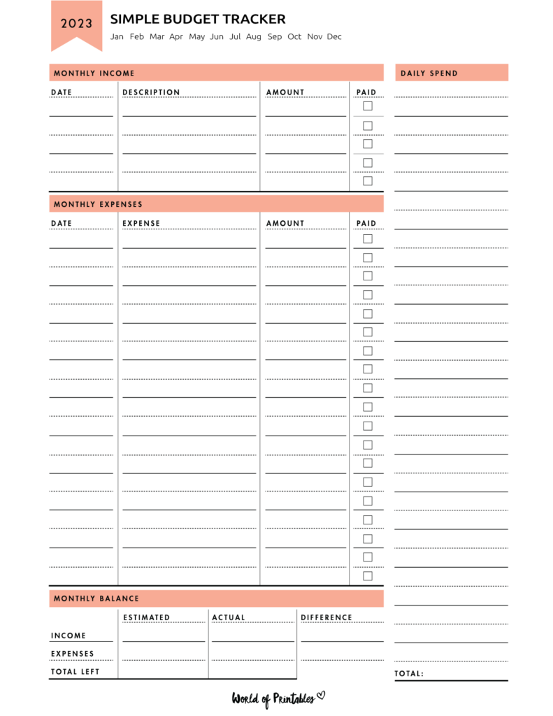 2023 Planner Simple Budget Tracker
