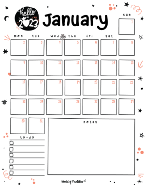 Free Cute January Calendar &amp; Planner Printable Set - World of Printables