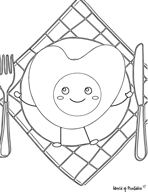 Cute Food Coloring Page featuring fried egg