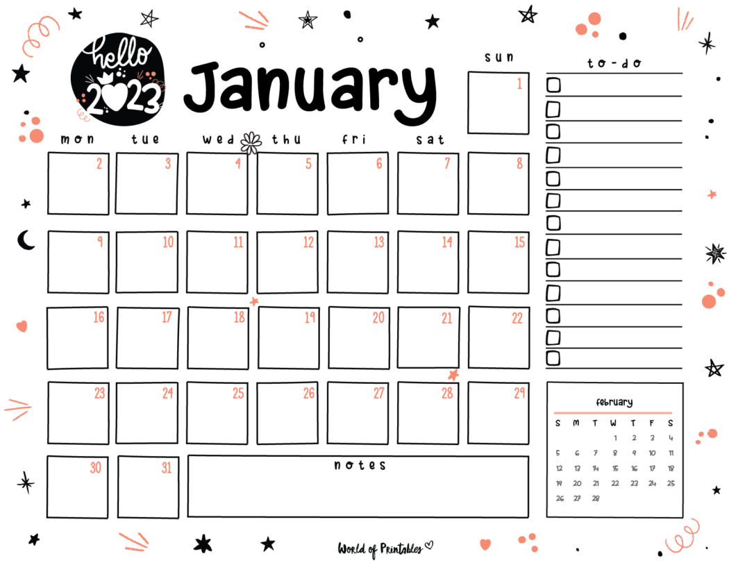 Free Cute January Calendar &amp; Planner Printable Set - World of Printables