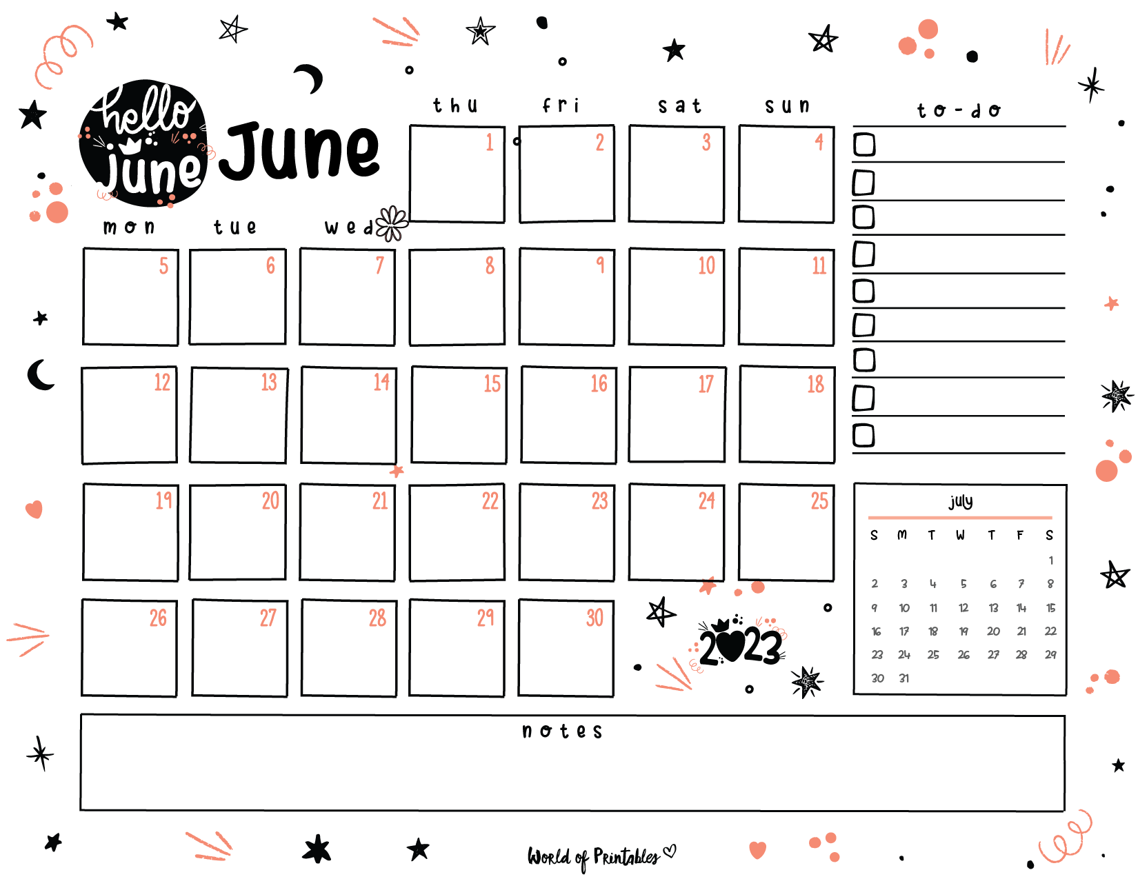 Cute June 2023 Calendar Planner Set World Of Printables