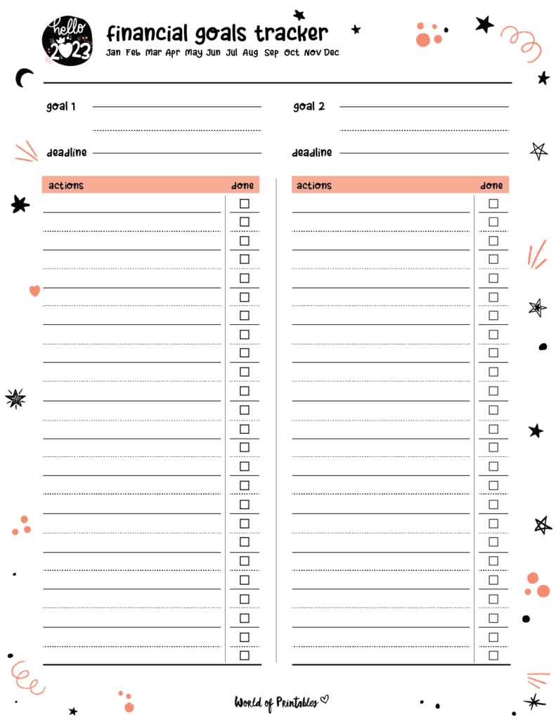 Hello 2023 Cute Planner_Financial Goals Tracker