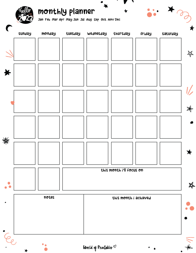 Hello 2023 Cute Planner_Monthly Planner