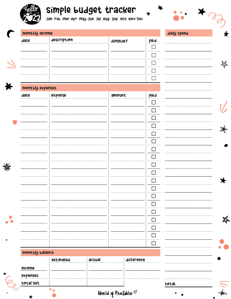 Hello 2023 Cute Planner_Simple Budget Tracker