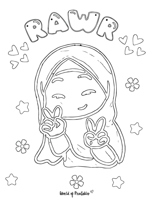 Kawaii Coloring Page cute girl