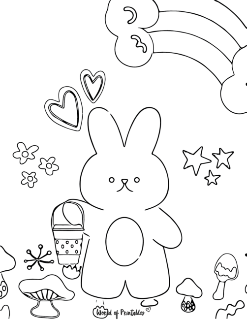Kawaii Coloring Page featuring cute bunny