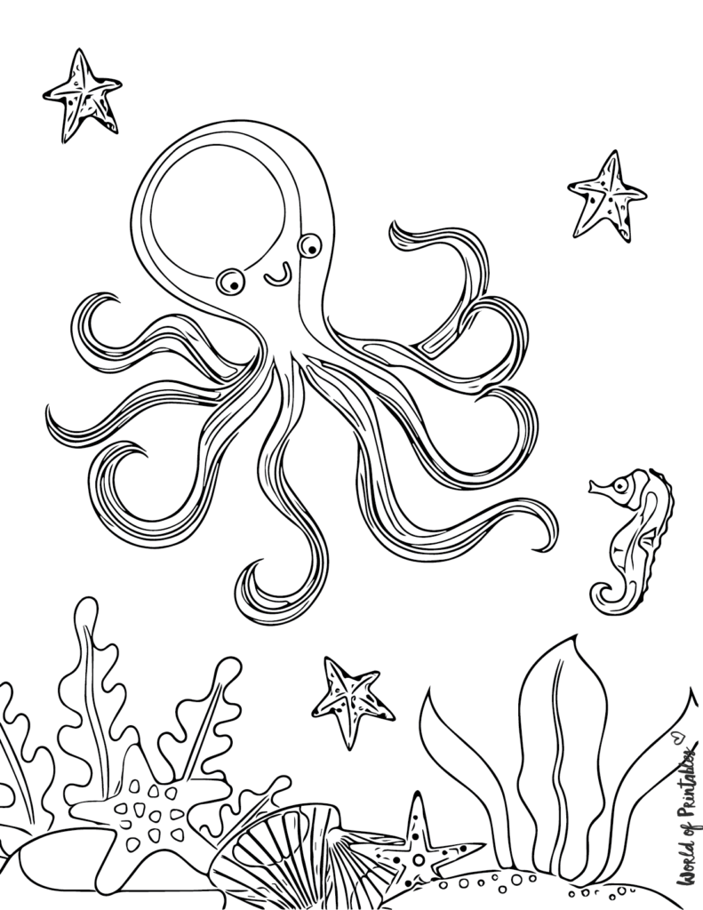 Octopus Coloring Pages - World of Printables