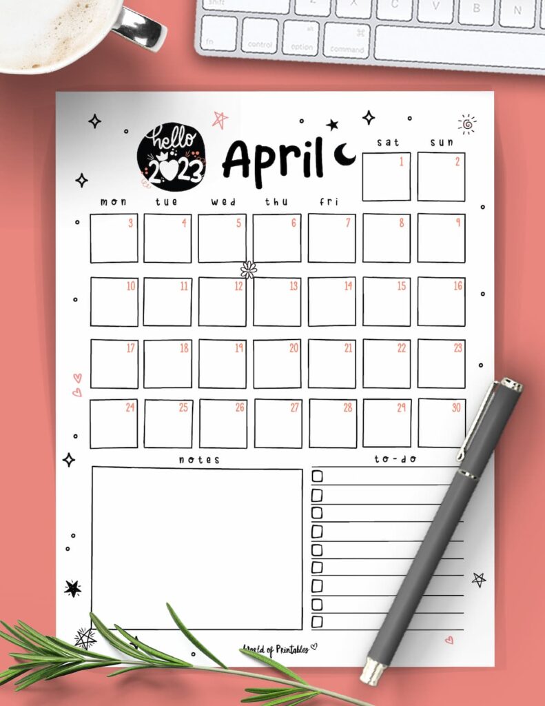 cute monthly calendar 2023