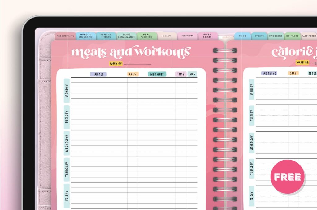 Digital Journal Meals and Workouts
