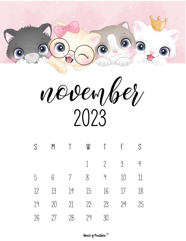 2023 cat calendar - November