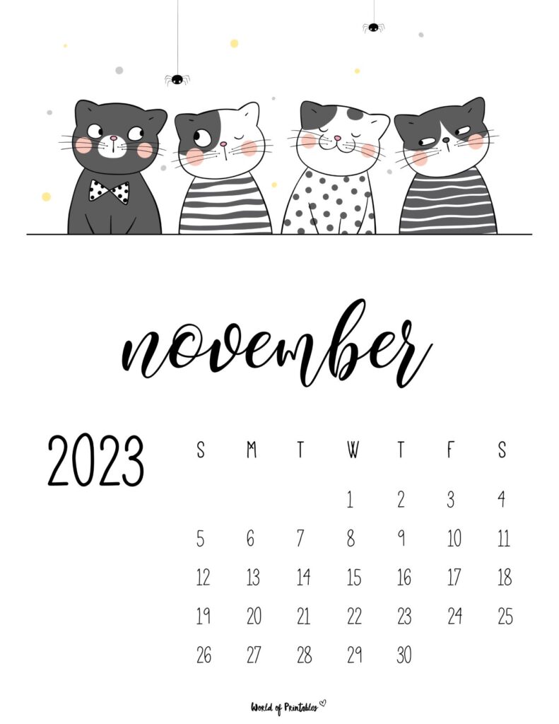 funny cat calendar 2023 - November