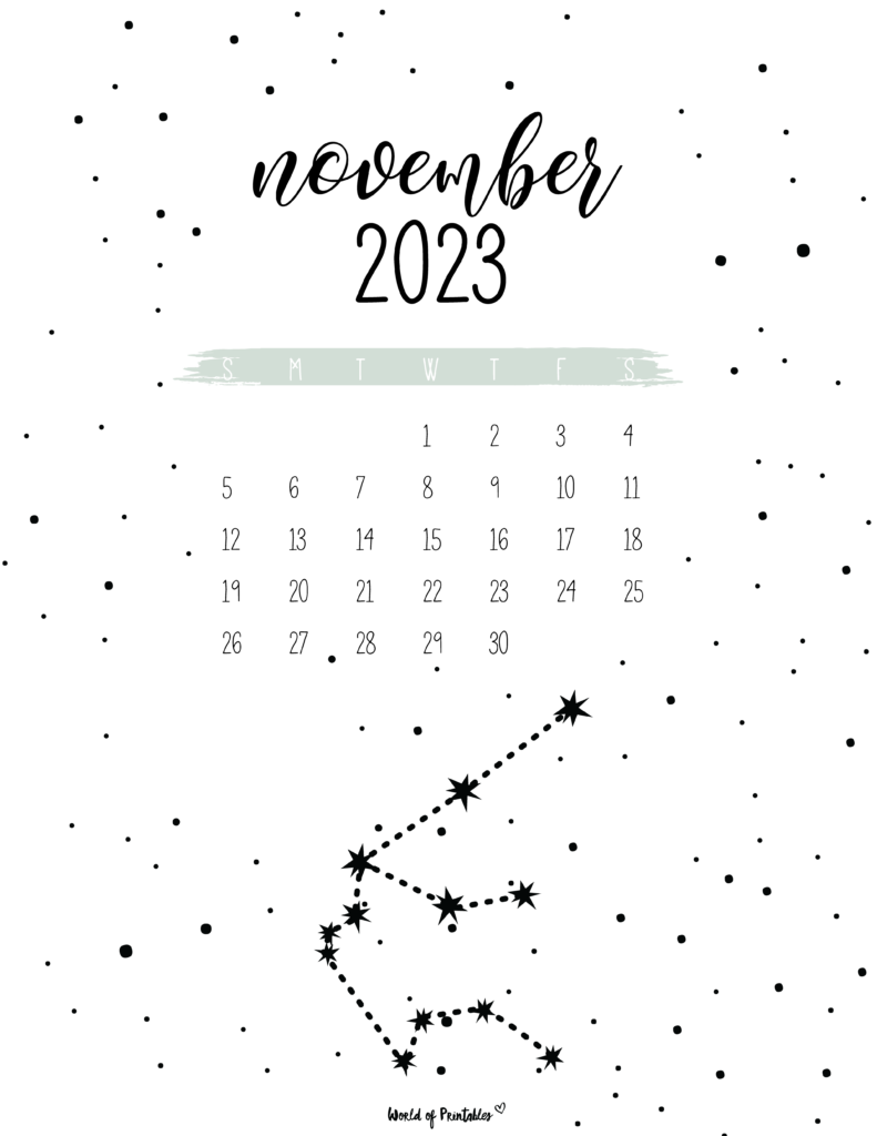constellations calendar 2023 - November