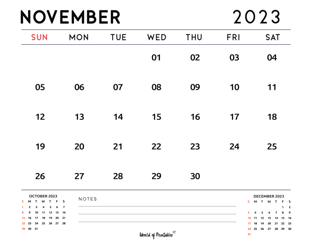 Simple 2023 November Calendar