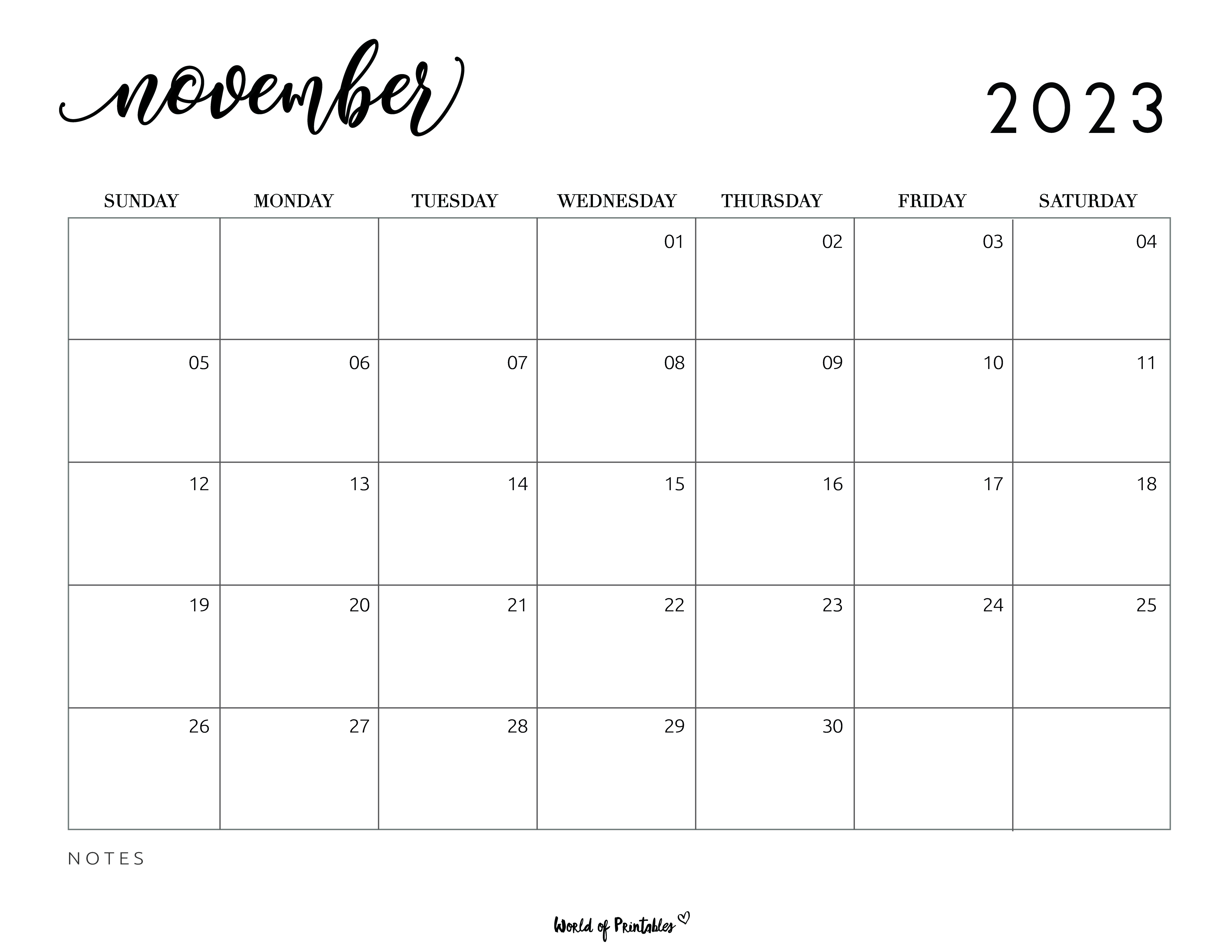 November 2023 Calendars | 100+ Styles - World of Printables