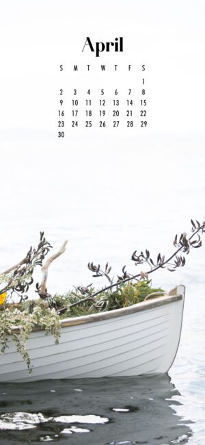 phone wallpaper of boat in water with flowers and foliage on it