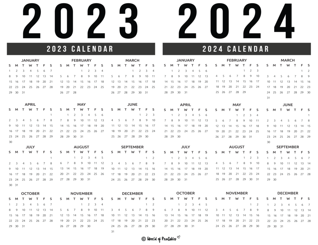 2023 and 2024 Calendar