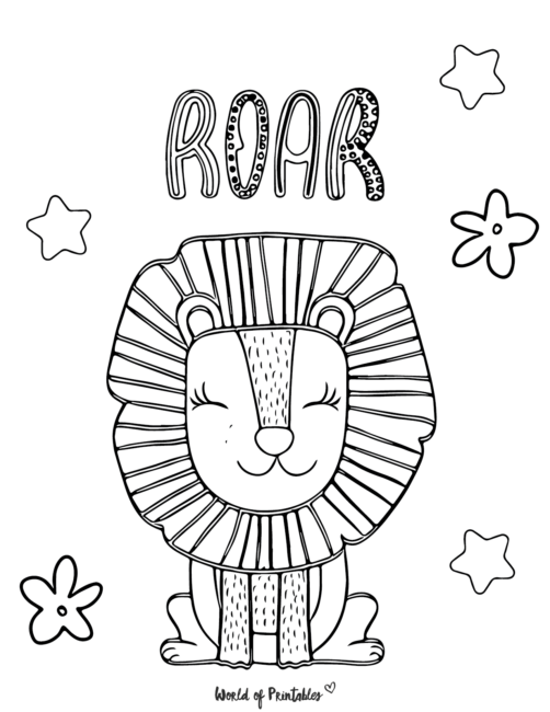 a cute lion with the word 'roar'