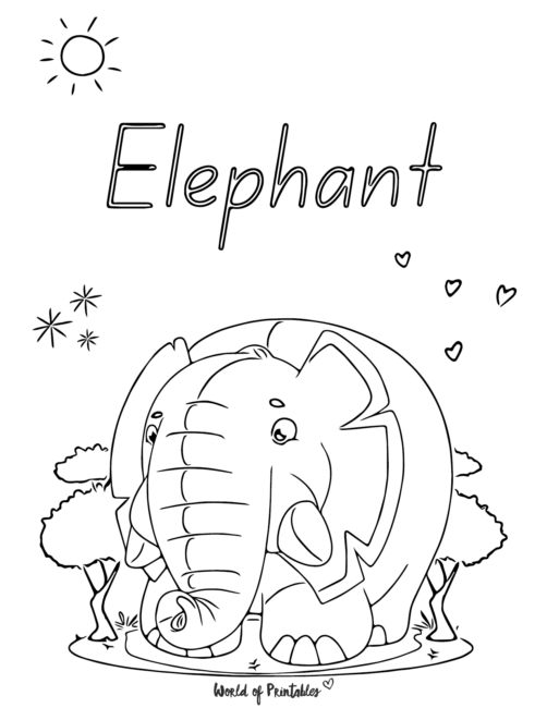 chunky elephant with the word 'elephant'