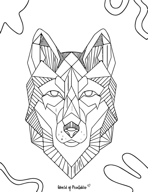 A geometric wolf face 
