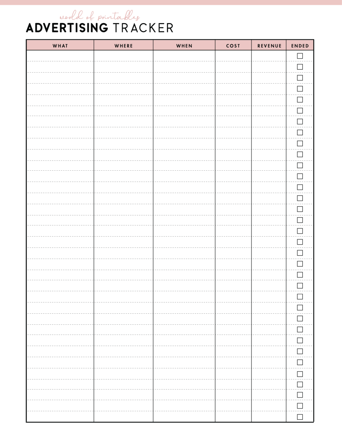Advertising Tracker Templates For Your Small Business - World of Printables
