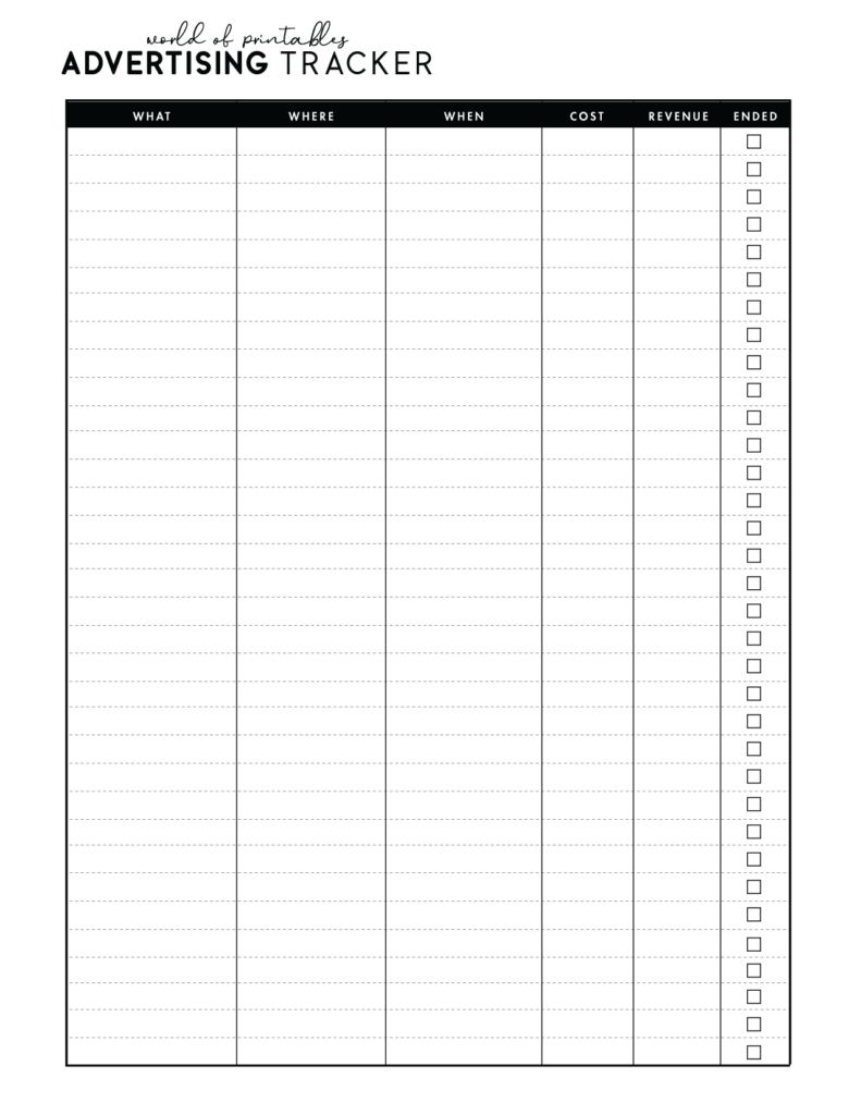 Advertising Tracker template