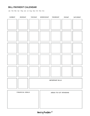 Free Bill Calendar | 20 Stylish Designs PDF - World of Printables