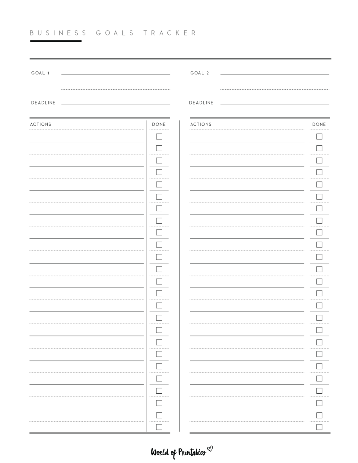 Business Goal Setting Worksheet PDF - World of Printables