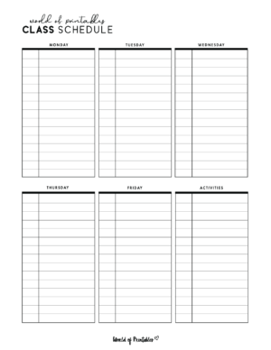 Class Schedule Templates - World of Printables