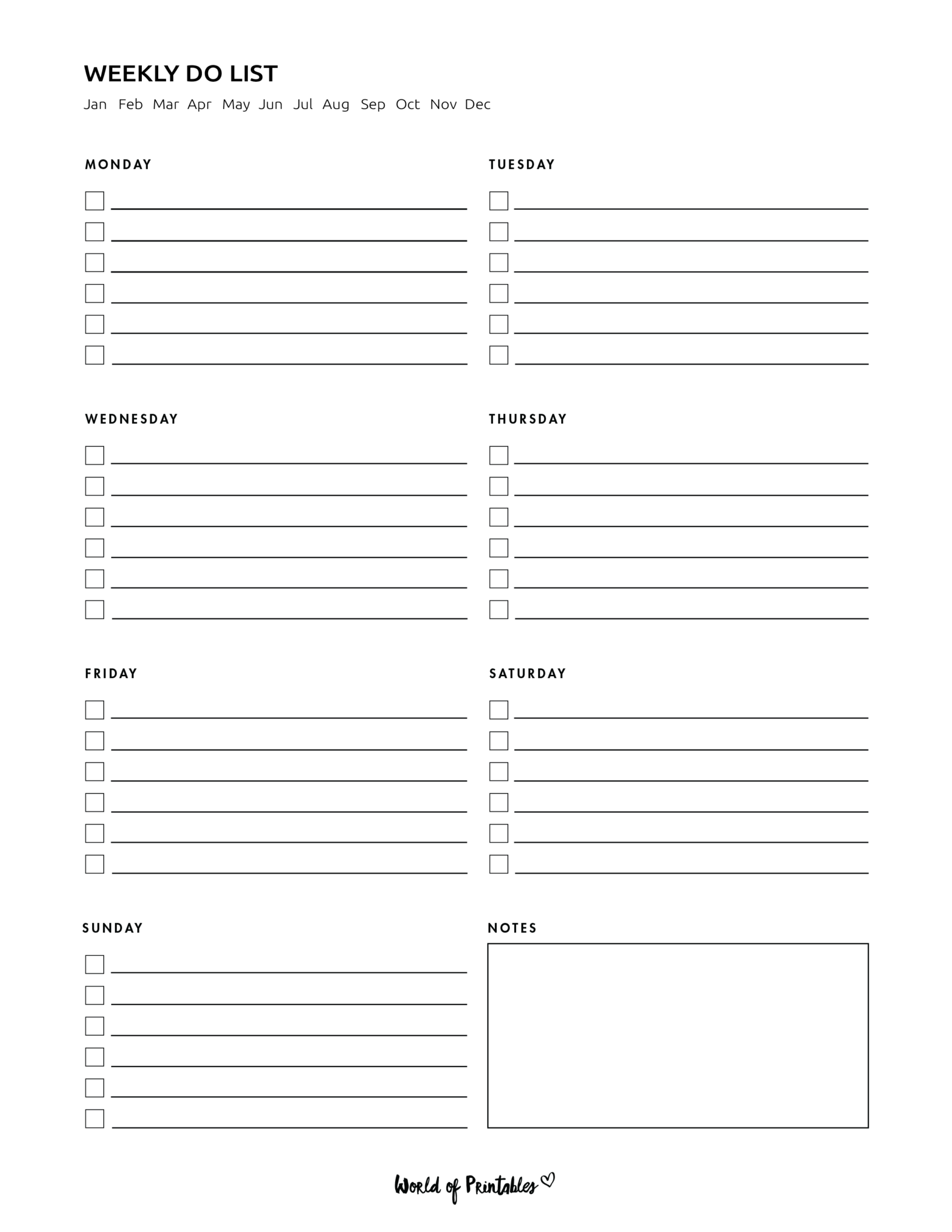 Weekly To Do List Templates - World of Printables