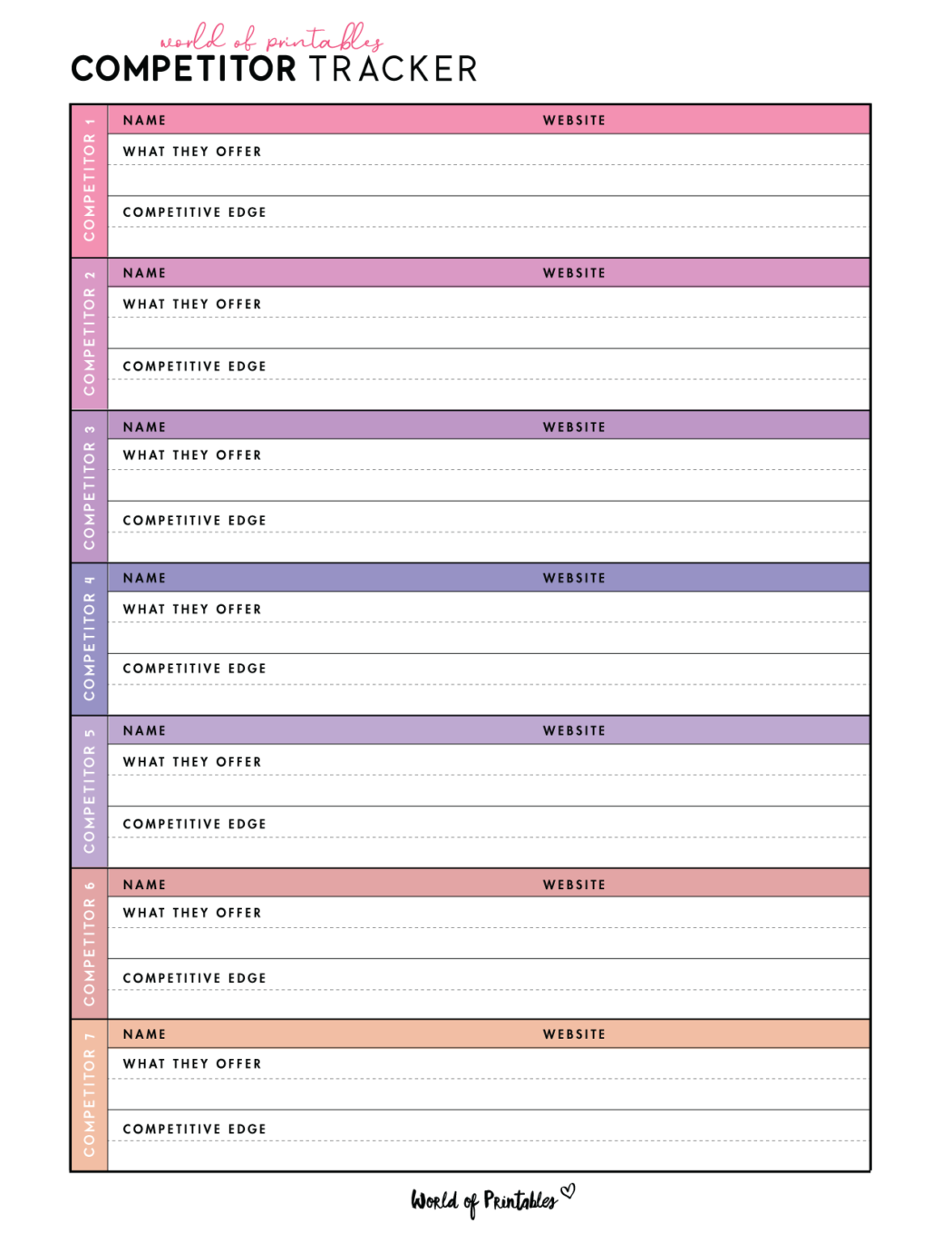 Download Competitor Analysis Templates PDF - World of Printables