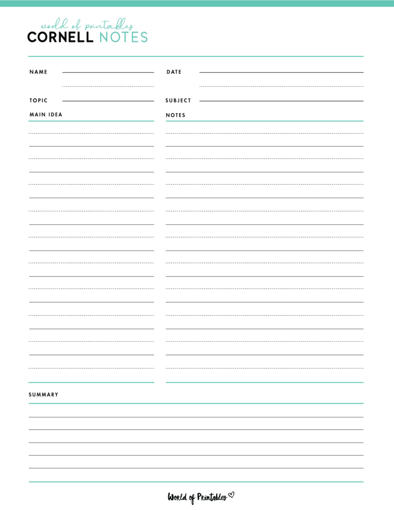 Cornell Notes Template - 1