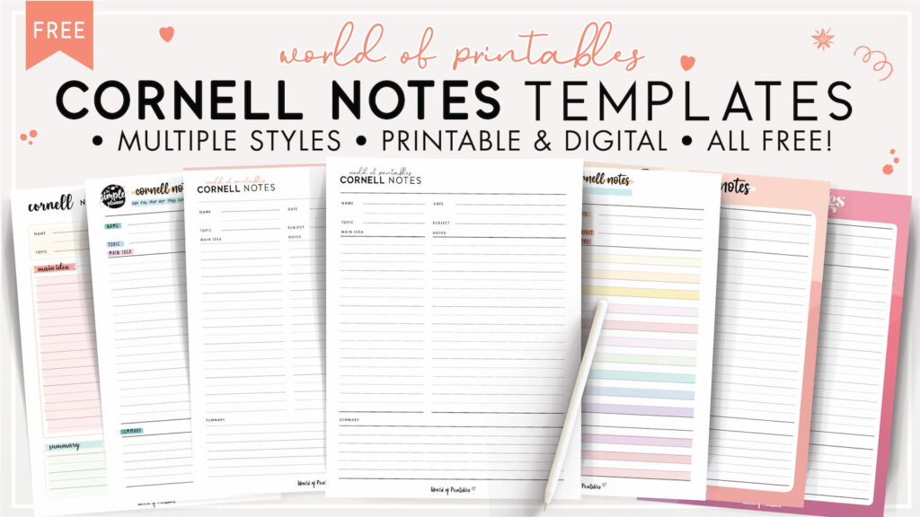 Cornell Notes Templates - 15 FREE Printables