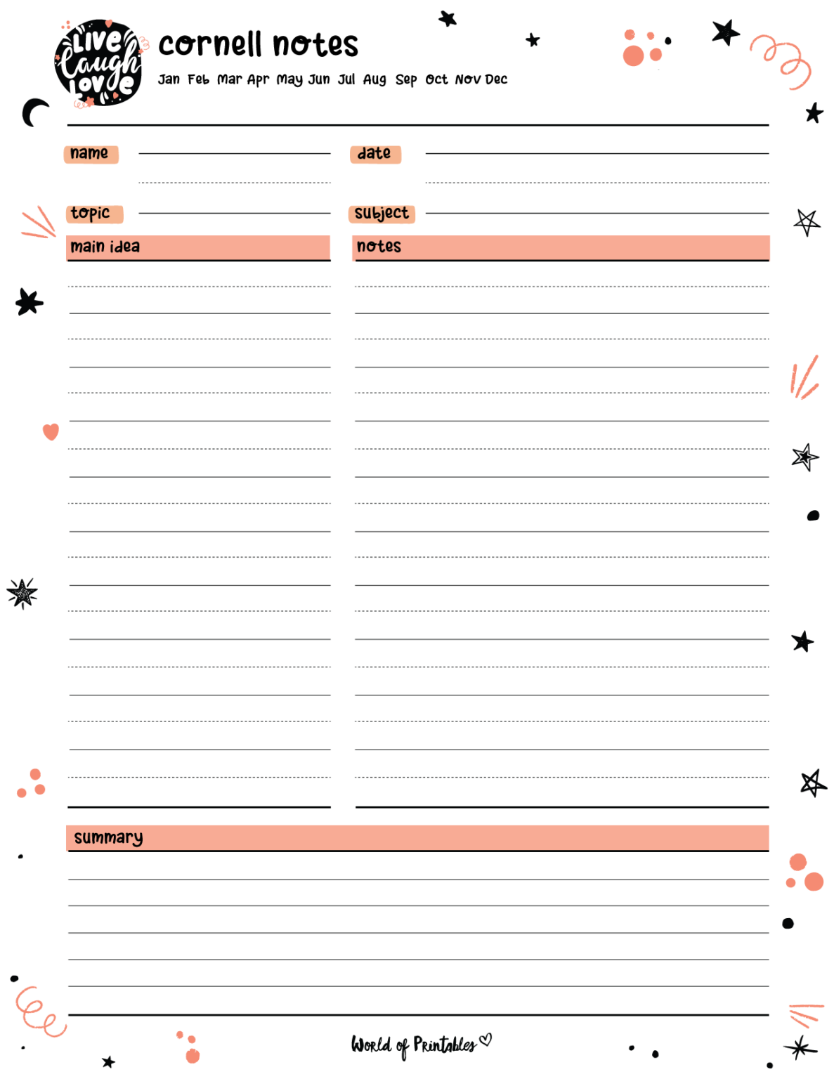Printable Cornell Note Taking Templates Study