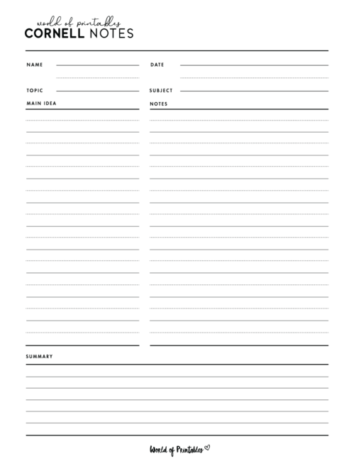 Cornell Notes Template - 19