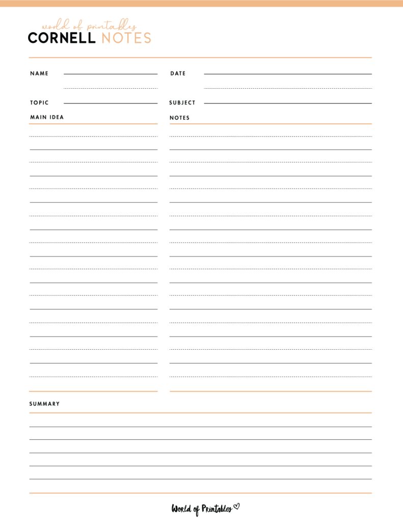 Cornell Notes Template - 5