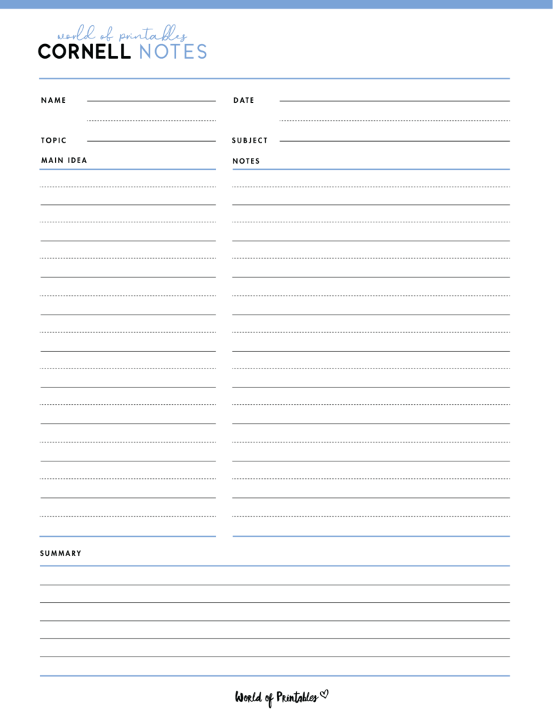 Cornell Notes Template - 6