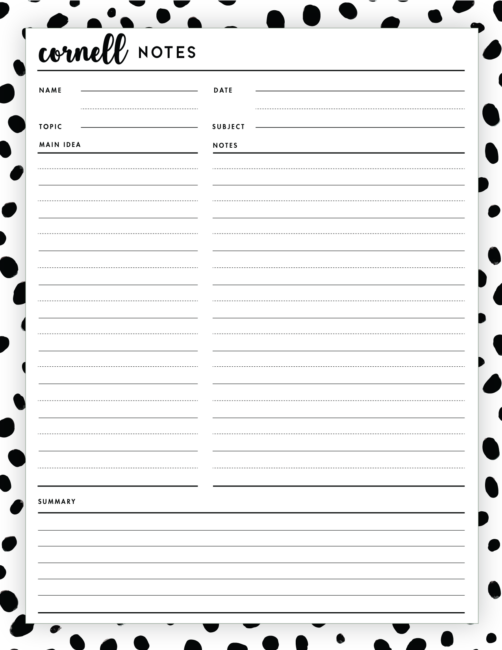 Cornell Notes Templates - World of Printables