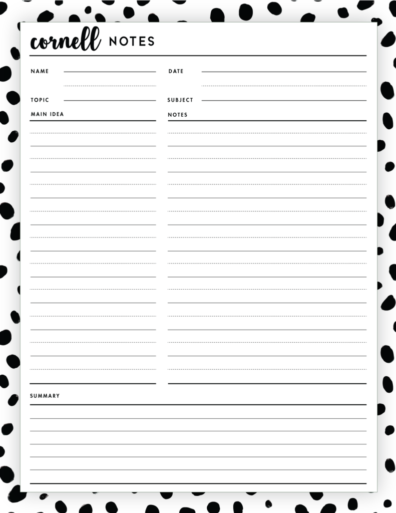 Cornell Notes Template - 9
