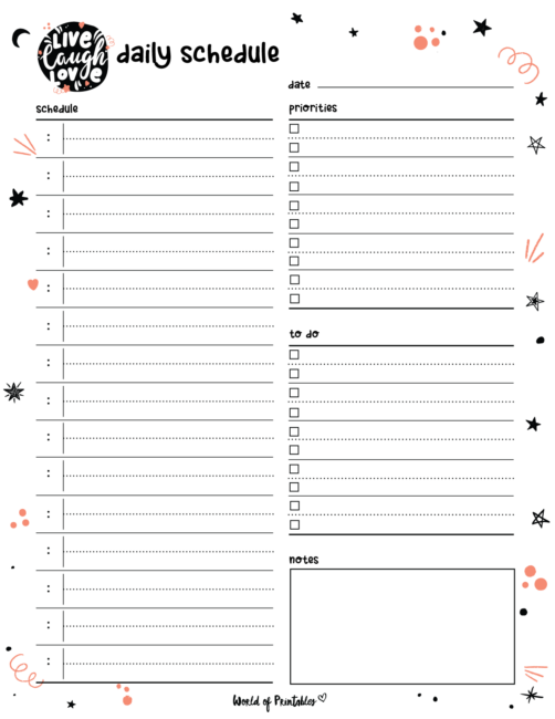Daily Schedule Templates - World of Printables